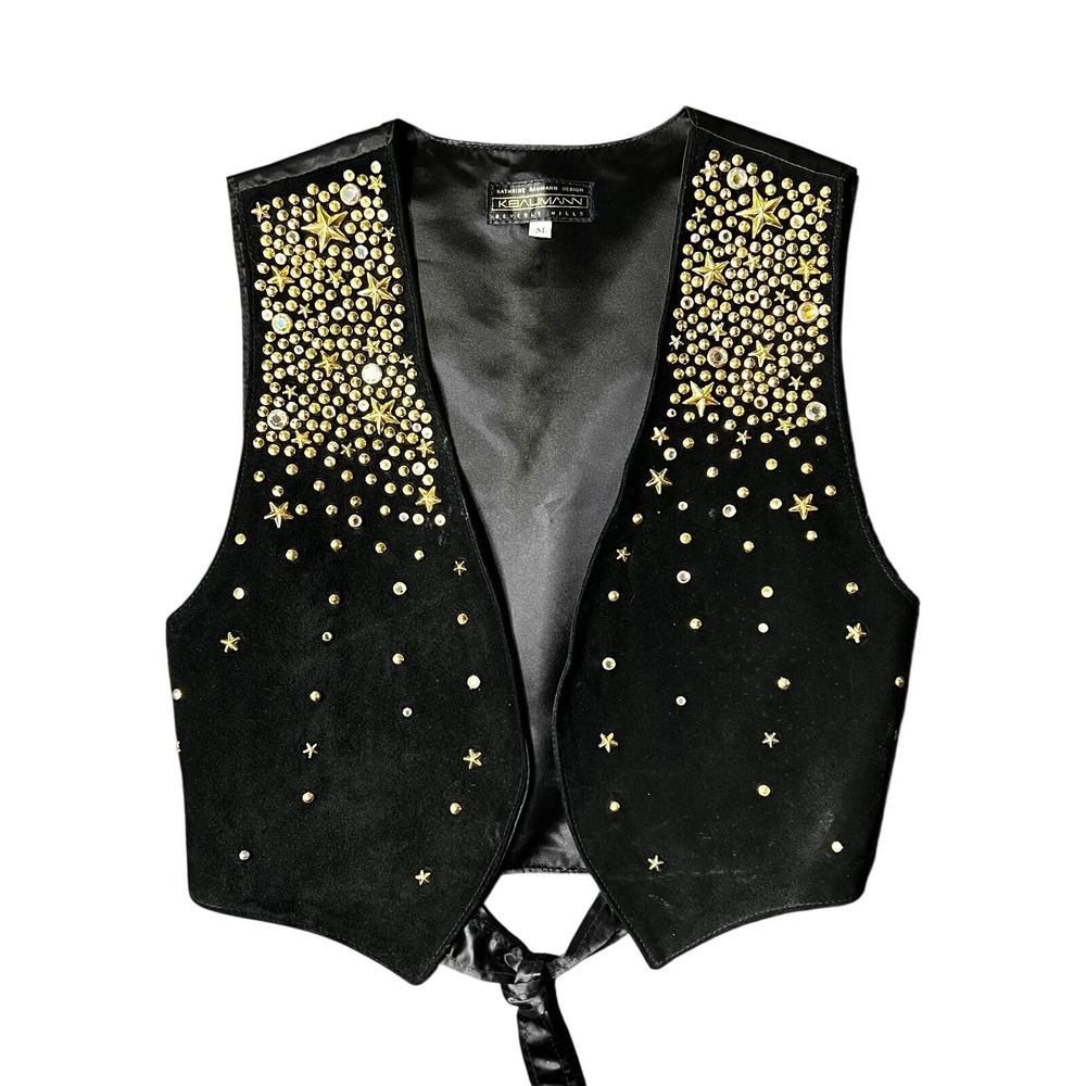 Kathrine Baumann KBaumann Studded Star Embellished‎ Black Vest Beverly Hills Sm